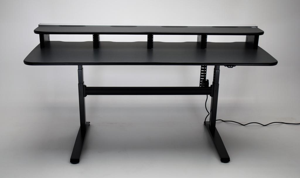 video editing desk, editing desk, electric desk, ergonomic desk, height adjustable console, height adjustable desk,UNISET, PROEDIT, PRO EDIT, PRO-EDIT, Editing furniture, behind the scenes desk, dual height desk, Sit/stand desk, sit stand desk, electric, ergonomic