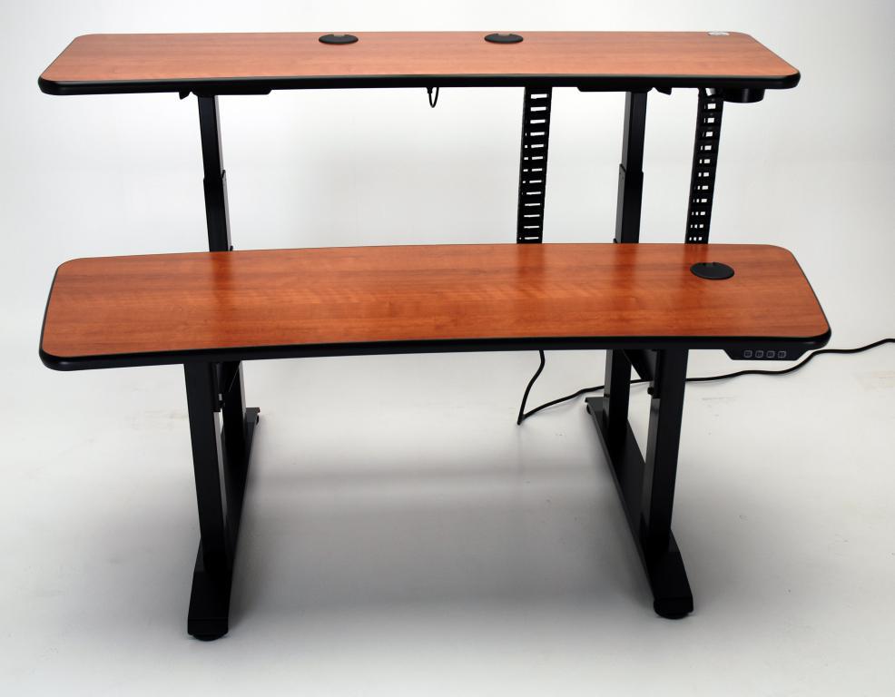 UNISET, PROEDIT, PRO EDIT, PRO-EDIT, Editing furniture, behind the scenes desk, dual height desk, Sit/stand desk, sit stand desk, electric, ergonomic