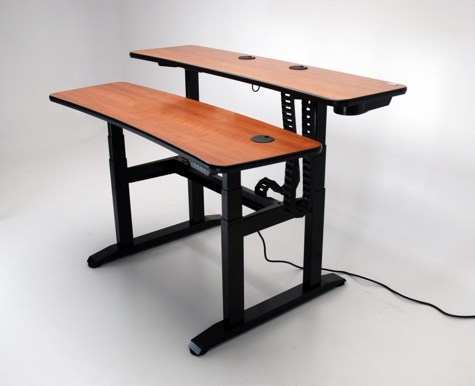 UNISET, PROEDIT, PRO EDIT, PRO-EDIT, Editing furniture, behind the scenes desk, dual height desk, Sit/stand desk, sit stand desk, electric, ergonomic