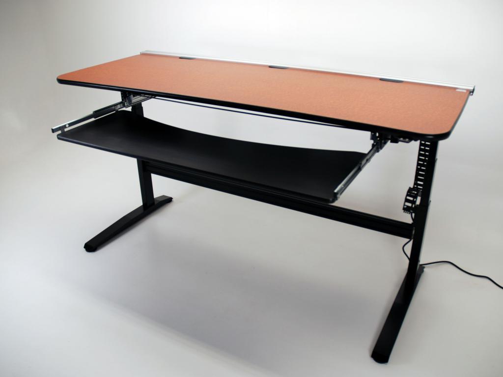 video editing desk, editing desk, electric desk, ergonomic desk, height adjustable console, height adjustable desk