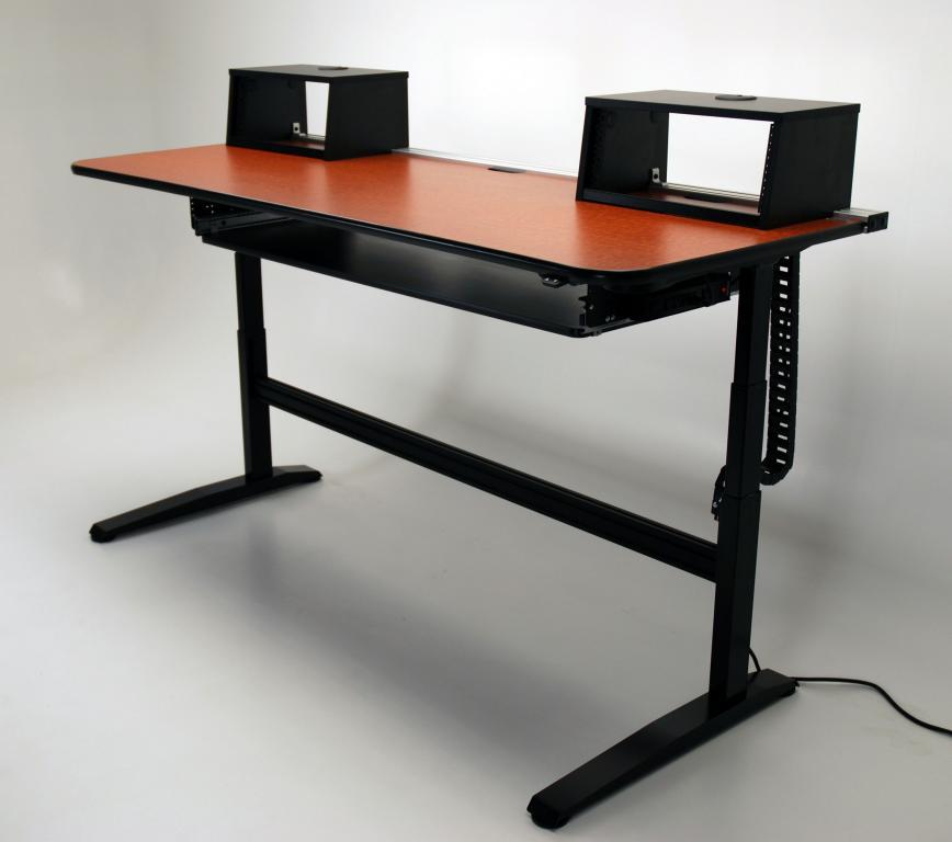 video editing desk, editing desk, electric desk, ergonomic desk, height adjustable console, height adjustable desk