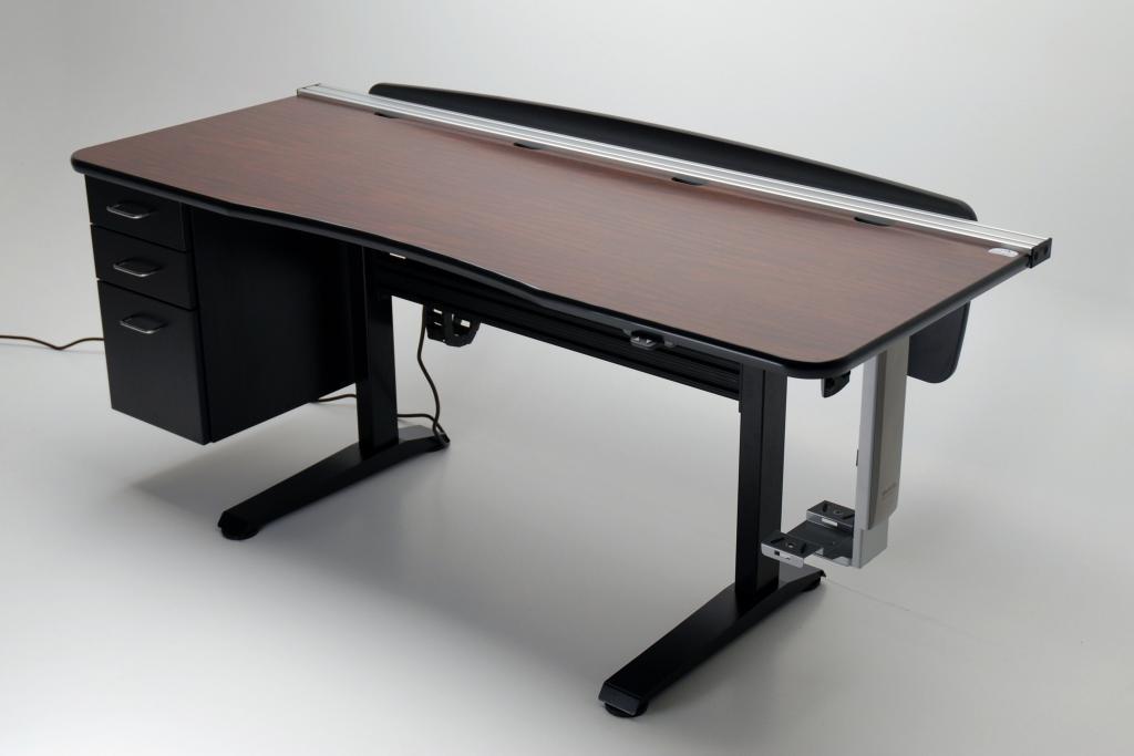 video editing desk, editing desk, electric desk, ergonomic desk, height adjustable console, height adjustable desk