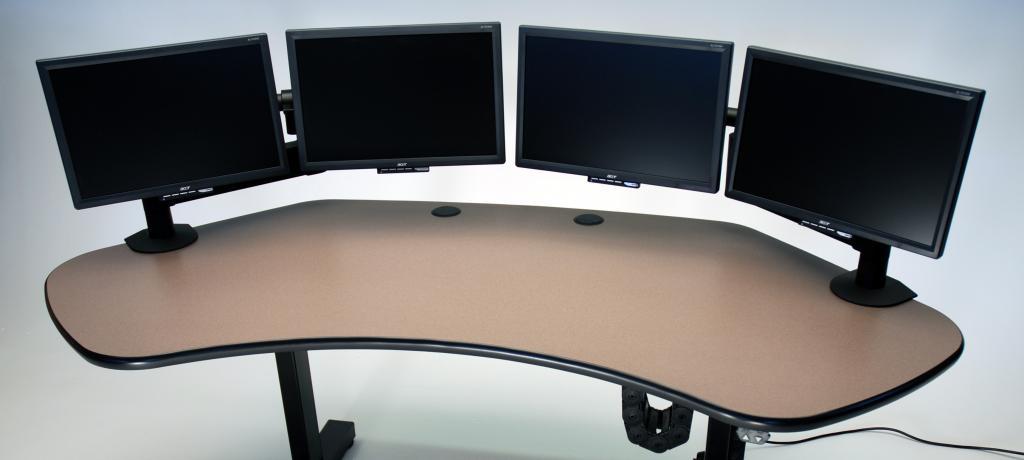 video editing desk, editing desk, electric desk, ergonomic desk, height adjustable console, height adjustable desk