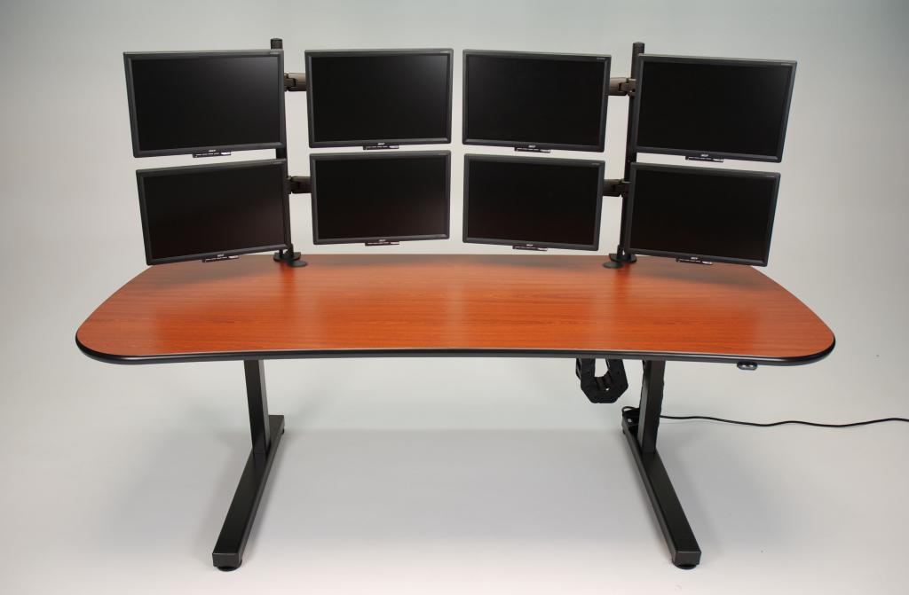 video editing desk, editing desk, electric desk, ergonomic desk, height adjustable console, height adjustable desk