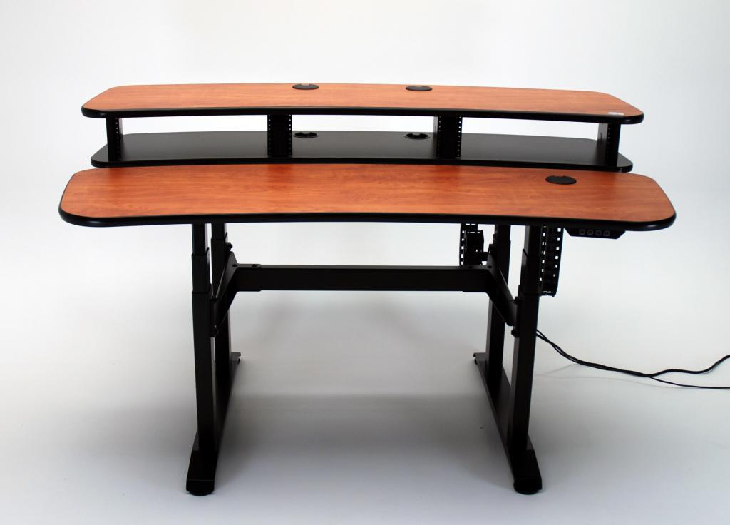 UNISET PRO-EDIT 68-inch dual-height ergonomic editing desk with wood finish work surface