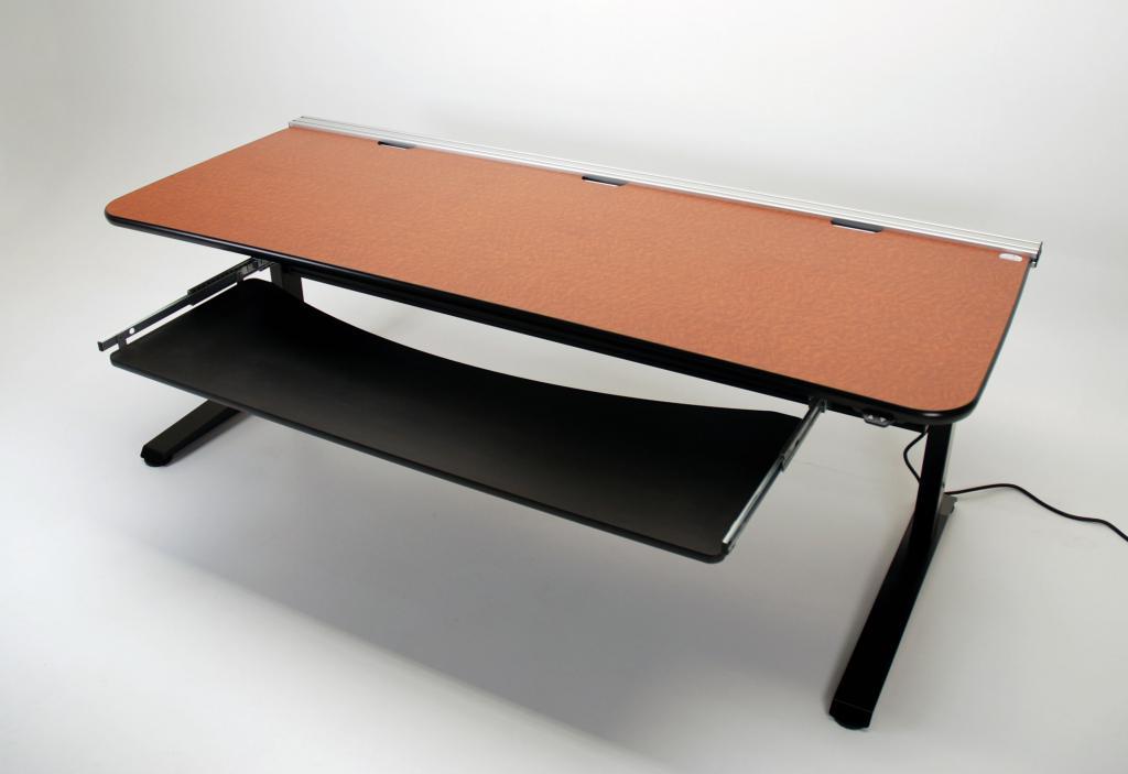 UNISET PRO-EDIT ergonomic music and audio editing desk console with wood accent surface