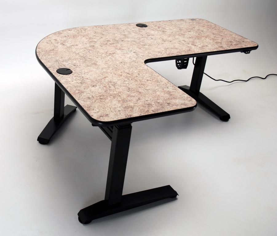 UNISET PRO-EDIT L-shaped corner editing desk console with wood grain surface