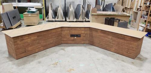 Custom Transition Panel Desk with Faux wood skin