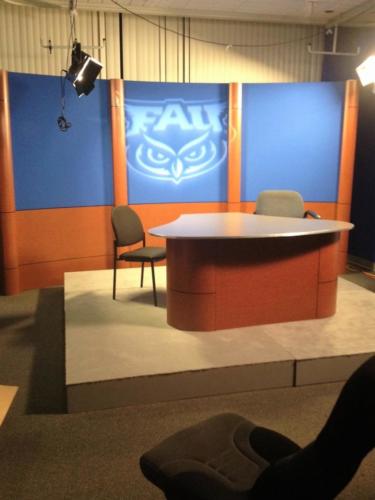 tv studio news desk / anchor desk for broadcast productions 